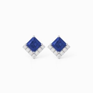 White Gold Luxury Blue Elegance Earrings