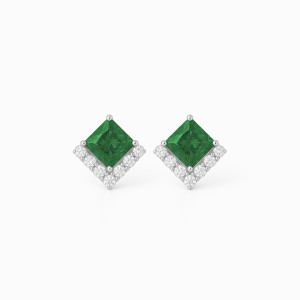 White Gold Green Elegance Earrings