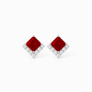 White Gold Luxury Red Elegance Earrings