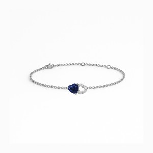 White Gold Diamond Bracelet with Blue Gemstone Color
