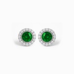 White Gold Round Luxurious Sparkle Earrings