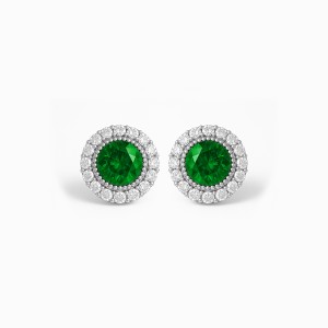 White Gold Round Luxurious Sparkle Earrings