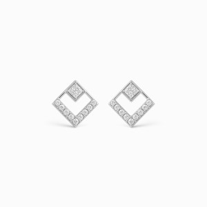White Gold Square Elegance Diamond Earrings
