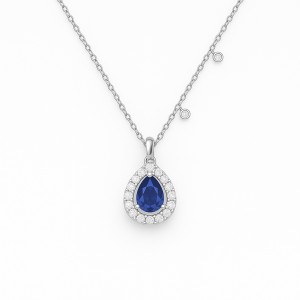 White Gold Elegant Luxury blue Necklace