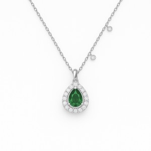 White Gold Elegant Luxury green Necklace