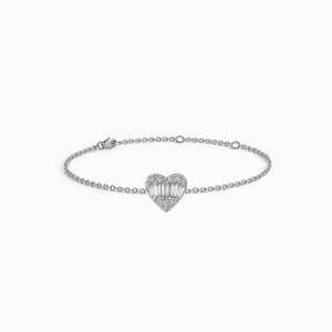 White Gold Heart Diamond Bracelet