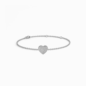 White Gold Heart Diamond Bracelet