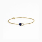 Yellow Gold Diamond Bracelet with Blue Gemstone