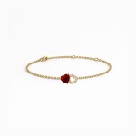 Yellow Gold Diamond Bracelet with Red Gemstone
