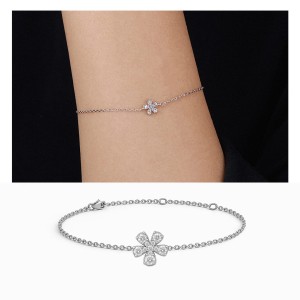 White Gold Flower Diamond Bracelet