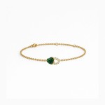Yellow Gold Diamond Bracelet with Green Gemstone