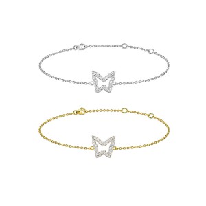Two-Tone Diamond Butterfly Bracelet
