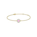Yellow Gold Diamond Floral Bracelet Pink