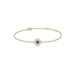 Yellow Gold Diamond Floral Bracelet Purple