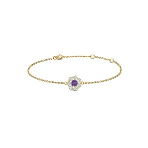 Yellow Gold Diamond Floral Bracelet Purple