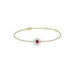 Yellow Gold Diamond Floral Bracelet Red