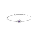 White Gold Diamond Floral Bracelet Purple