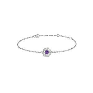 White Gold Diamond Floral Bracelet Purple