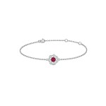 White Gold Diamond Floral Bracelet Red