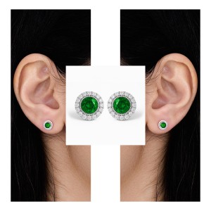 White Gold Round Luxurious Sparkle Earrings