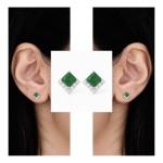 White Gold Green Elegance Earrings