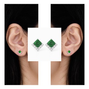 White Gold Green Elegance Earrings