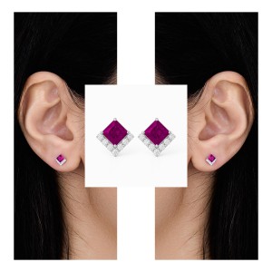 White Gold Luxury Red Elegance Earrings