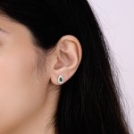White Gold Diamond Earrings Green Pear