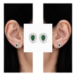 White Gold Diamond Earrings Green Pear