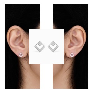 White Gold Square Elegance Diamond Earrings