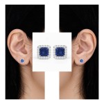 White Gold Diamond Luxury Earrings Blue