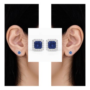 White Gold Diamond Luxury Earrings Blue