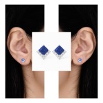 White Gold Luxury Blue Elegance Earrings