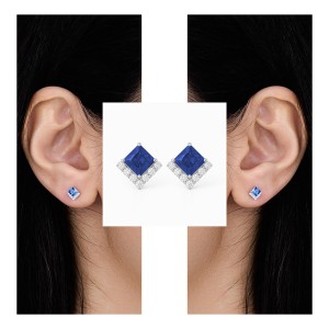 White Gold Luxury Blue Elegance Earrings