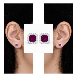 White Gold Square Diamond Luxury Earrings