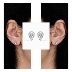 Diamond Lace Teardrop White Gold Earrings