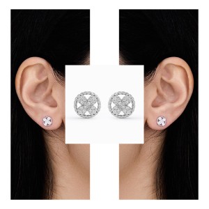 Floral Diamond Bloom White Gold Earrings
