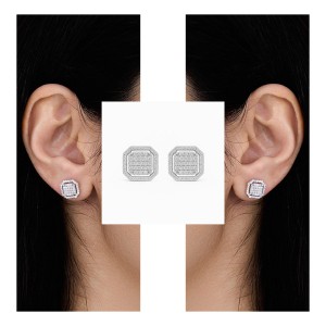 Regal Diamond Frame White Gold Earrings