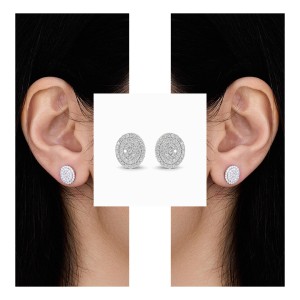 Radiant Diamond Halo White Gold Earrings