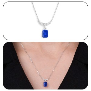 White Gold Diamond Majesty blue Necklace