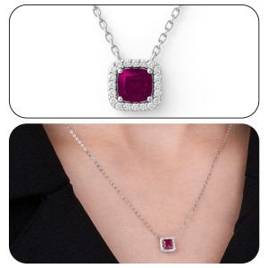 White Gold Diamond Elegance Red Necklace