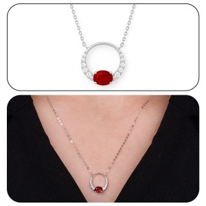 White Gold Shimmering Diamond Luxury Red Necklace
