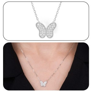 White Gold Diamond Butterfly Necklace