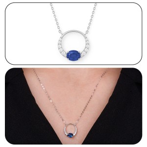 White Gold Shimmering Diamond Luxury blue Necklace
