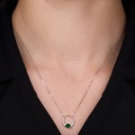 White Gold Shimmering Diamond Luxury green Necklace