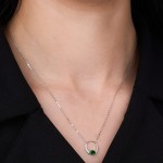 White Gold Shimmering Diamond Luxury green Necklace