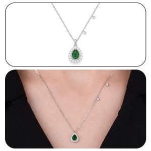 White Gold Elegant Luxury green Necklace