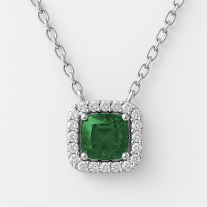 White Gold Diamond Elegance green Necklace