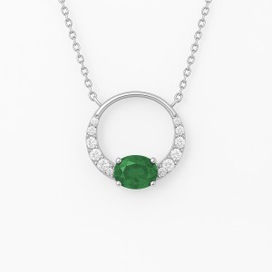 White Gold Shimmering Diamond Luxury green Necklace