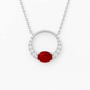 White Gold Shimmering Diamond Luxury Red Necklace